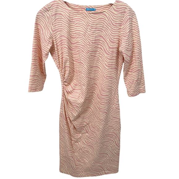 J. McLaughlin Dresses & Skirts - J. MCLAUGHLIN Pink Ivory Zebra Print 3/4 Sleeve Sheath Sage Dress // XS
